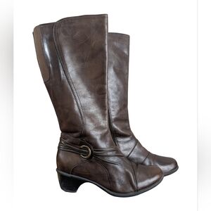 Clarks Brown Leather Knee-High Boots – Size 8.5W